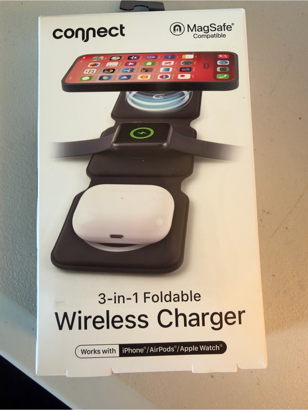 Connect 3-in-1 Foldable Wireless Charger — Black